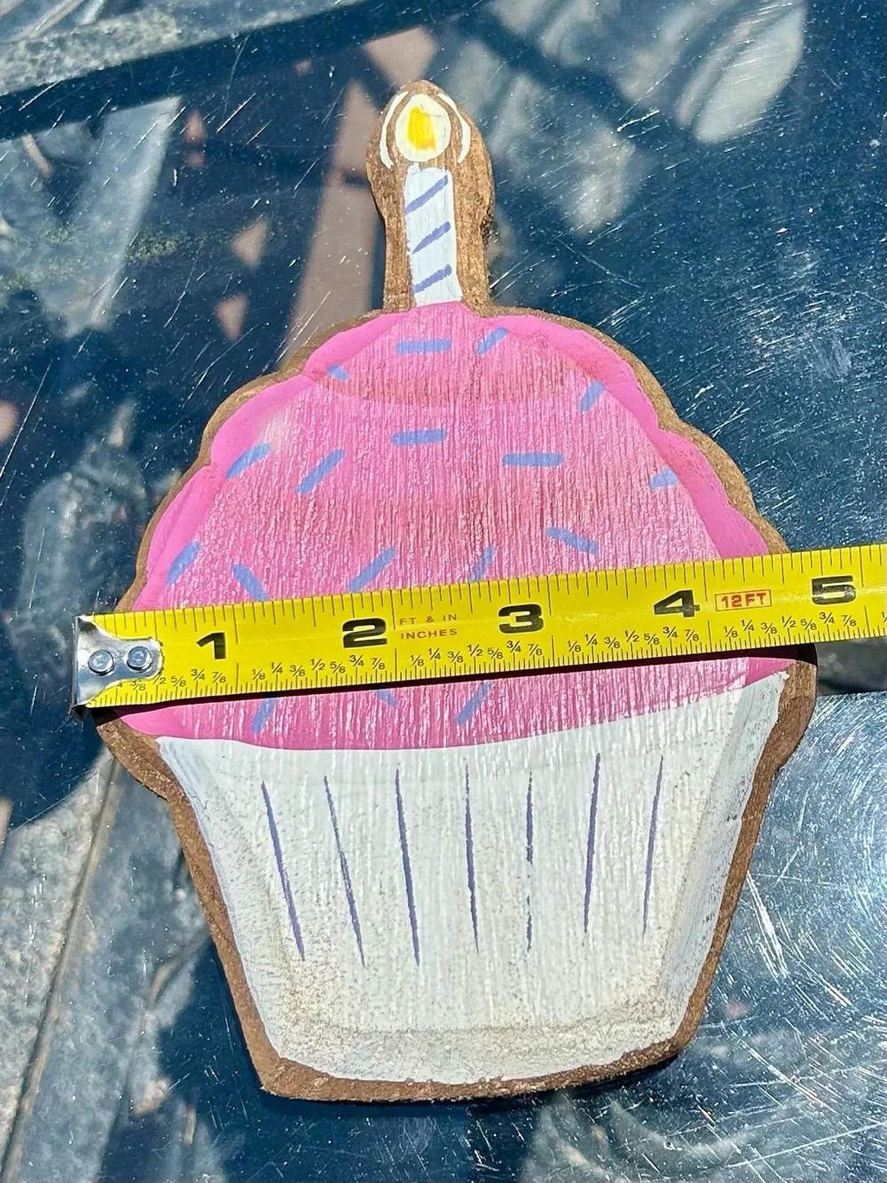 Demdaco Pink Birthday Cupcake Wooden Magnet Token EUC